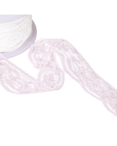 Bobina de 20m de encaje rachel roses 28mm blanco