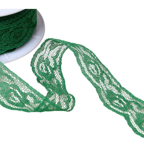 20m spool of rachel rose lace 28mm bright green