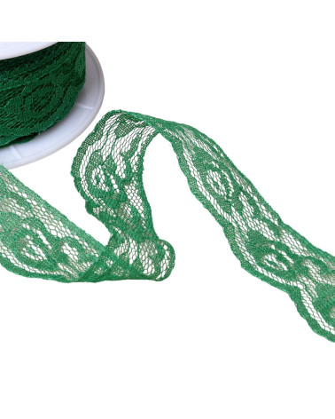 20m spool of rachel rose lace 28mm bright green