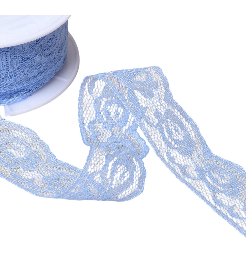 20m spool of rachel rose lace 28mm lavender blue