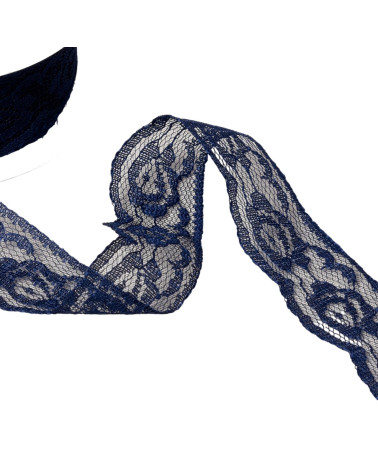 20m spool of rachel roses lace 28mm navy blue