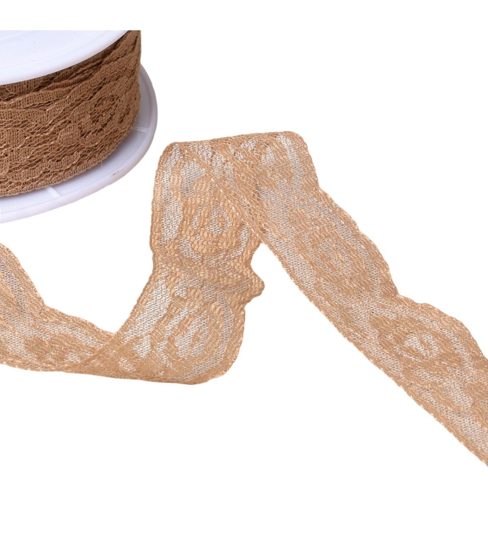 20m spool of rachel roses lace 28mm beige