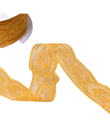 Spool 20m lace rachel roses 28mm mustard