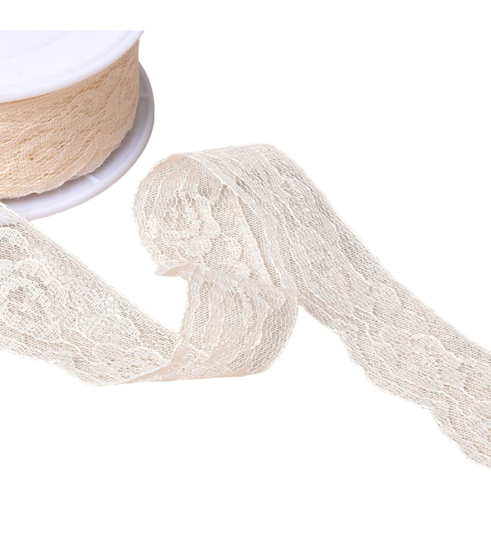 20m spool of rachel rose lace 28mm ecru