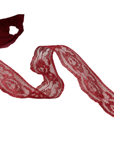 20m spool of rachel rose lace 28mm burgundy