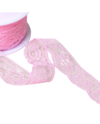 Bobina da 20 m di pizzo rachel roses da 28 mm rosa chiaro