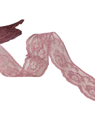 Bobina da 20 m di pizzo rachel roses da 28 mm rosa antico
