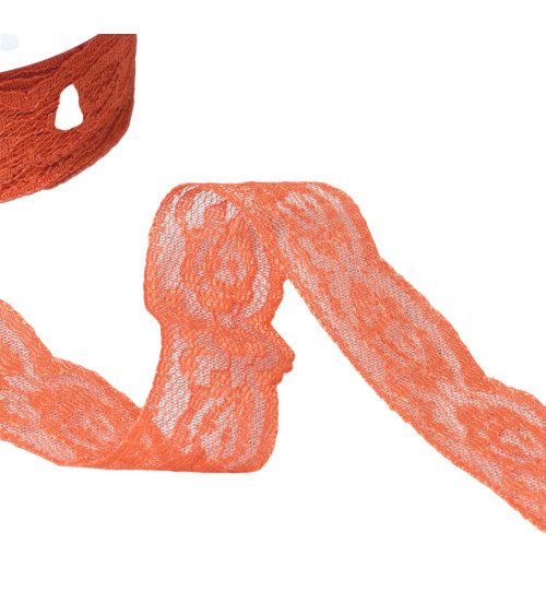20m spool of rachel rose lace 28mm neon orange