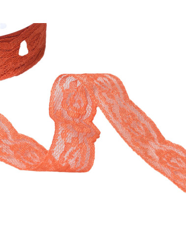 Bobina da 20 m di pizzo Rachel Rose da 28 mm arancione neon