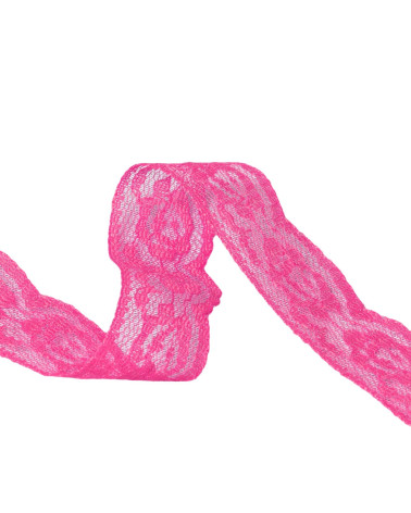 20m spool of rachel roses lace 28mm neon pink