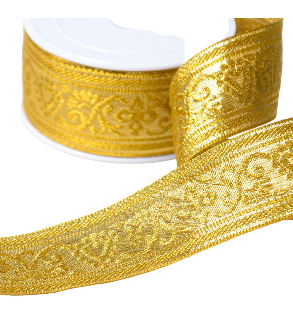 15m spool of 40mm gold metallic jacquard braid