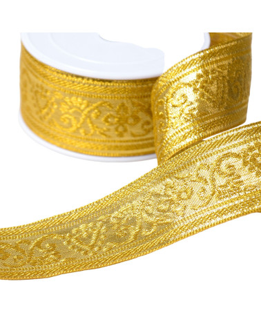 15m spool of 40mm gold metallic jacquard braid