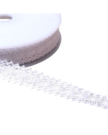 Bobine 20m dentelle coton entre deux "tortue" 23mm blanc