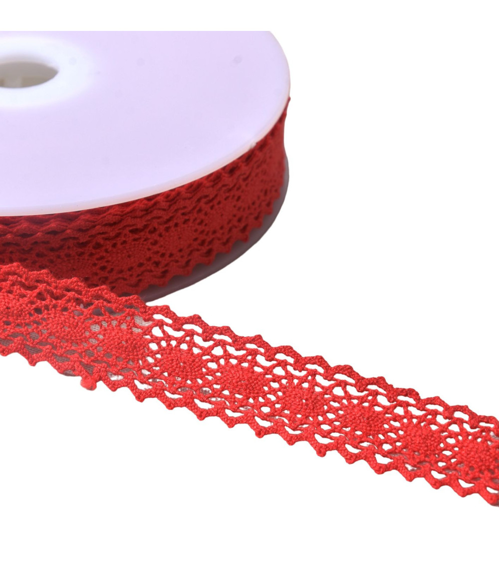 20m spool of cotton lace between two "turtle" 23mm red