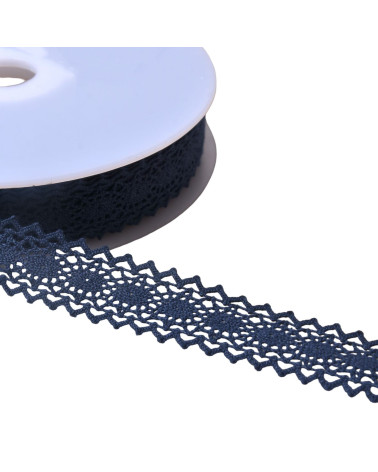 20m bobbin cotton lace between two "turtles" 23mm navy blue