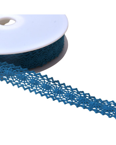 20m bobbin of cotton lace between two "turtles" 23mm duck blue