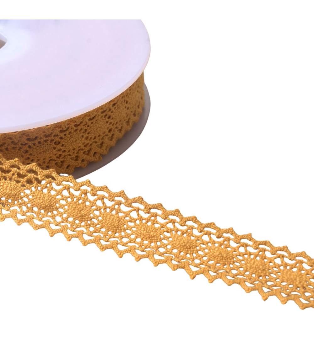 20m spool of cotton lace between two "turtle" 23mm mustard