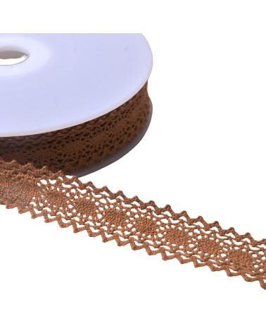 Bobine 20m dentelle coton entre deux "tortue" 23mm beige foncé