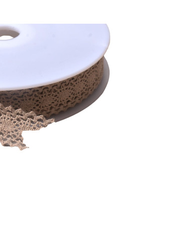 20m bobbin of cotton lace between two "turtles" 23mm taupe