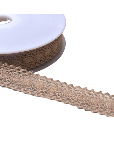Bobina di pizzo di cotone da 20 m tra due "tartaruga" da 23 mm ecru chiaro