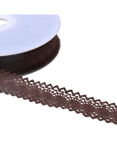 20 m Spule Baumwollspitze zwischen zwei „Schildkröten“ 23 mm dunkelbraun