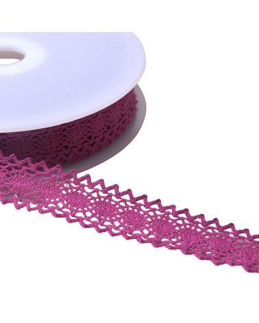 Bobine 20m dentelle coton entre deux "tortue" 23mm violet