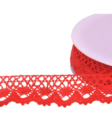 Bobina da 20 m in pizzo di cotone corona da 30 mm rosso