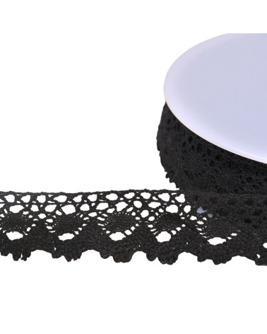 Bobina da 20 m in pizzo di cotone corona da 30 mm nero