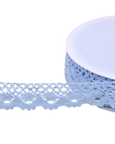 Bobine 20m dentelle coton couronne 30mm bleu lavande