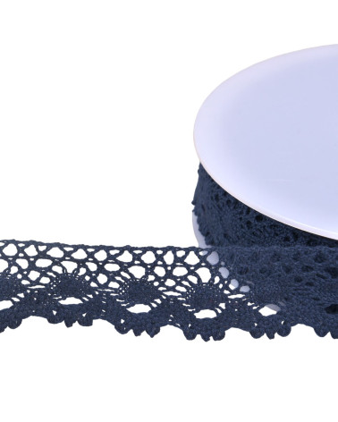 Spool of 20m cotton lace crown 30mm navy blue