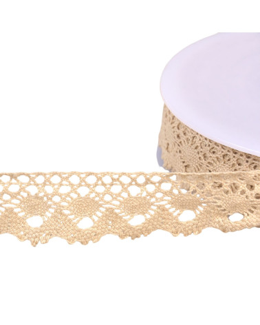 Bobina da 20 m in pizzo di cotone corona da 30 mm ecru