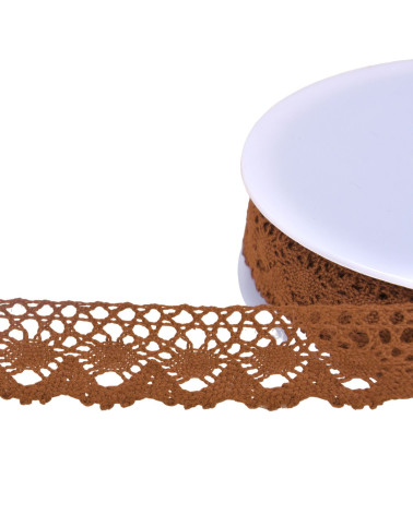 Bobina da 20 m di corona in pizzo di cotone da 30 mm beige scuro