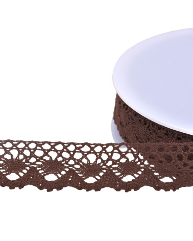 Bobina da 20 m di pizzo di cotone corona da 30 mm marrone scuro