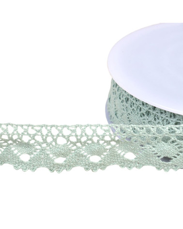 Bobina 20m corona de encaje de algodón 30mm verde almendra