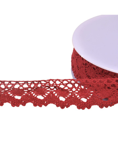 Bobina da 20 m in pizzo di cotone corona da 30 mm bordeaux