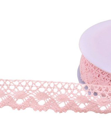 Bobina 20m corona de encaje de algodón 30mm rosa claro