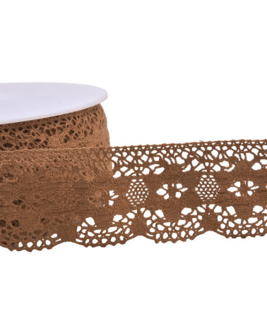 20m spool of cotton lace flowers 45mm dark beige