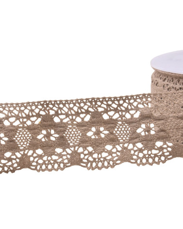 20m spool of cotton lace flowers 45mm taupe