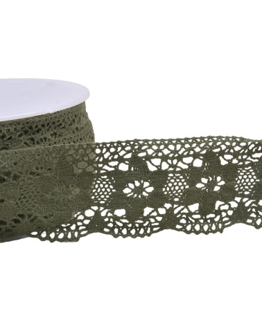 Spool 20m cotton lace flowers 45mm khaki