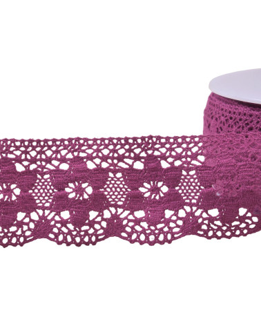 Bobina da 20 m fiori di pizzo di cotone 45 mm viola
