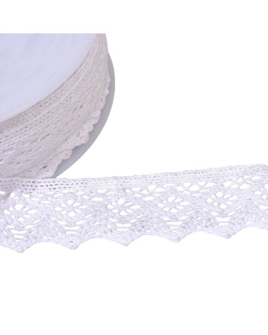 Bobina da 20 m di pizzo di cotone diamante 42 mm bianco