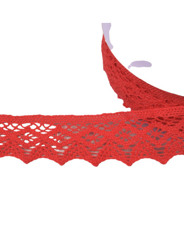 20m spool of diamond cotton lace 42mm red