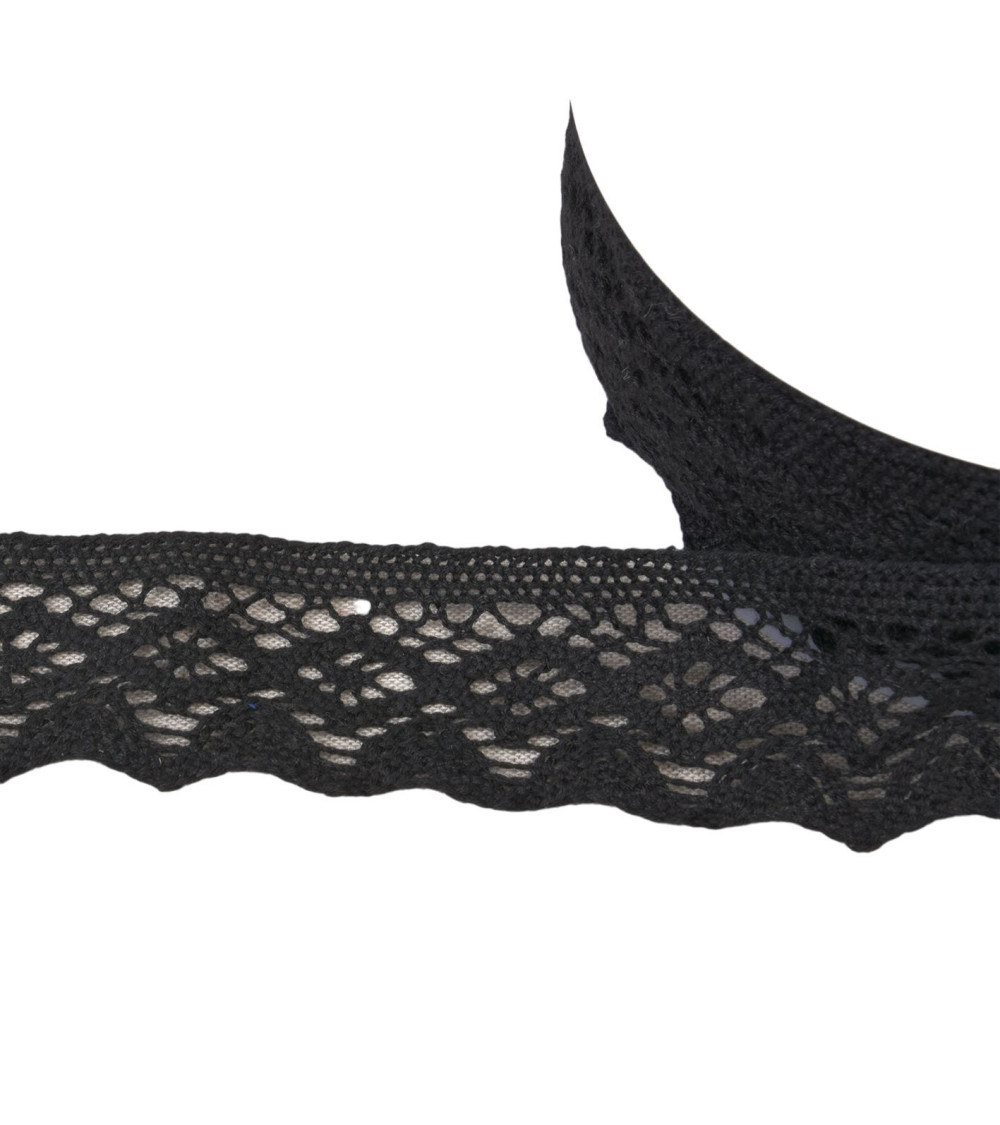 20m spool of diamond cotton lace 42mm black