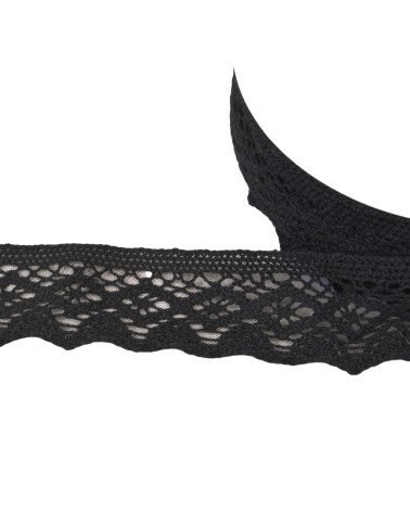 Bobine 20m dentelle coton losanges 42mm noir