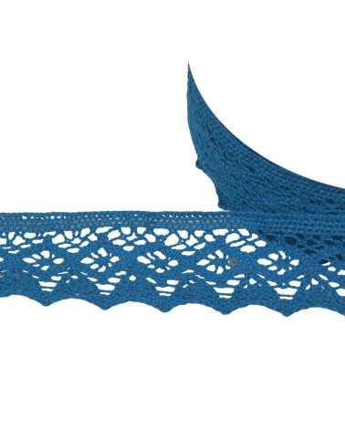 Bobina di 20 m di pizzo di cotone diamante 42 mm blu anatra