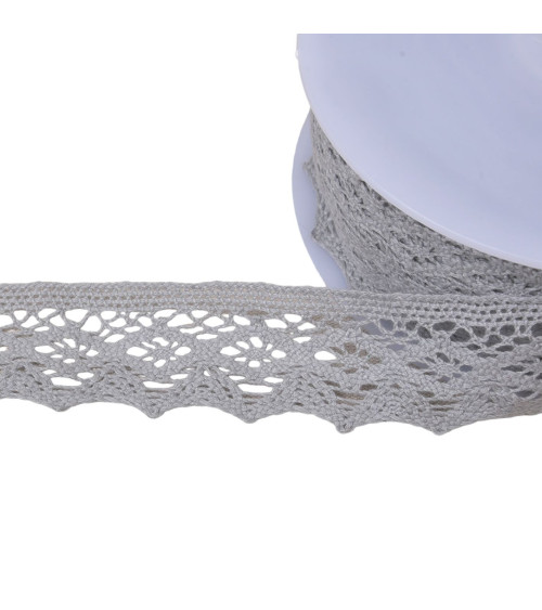 20m spool of diamond cotton lace 42mm light gray