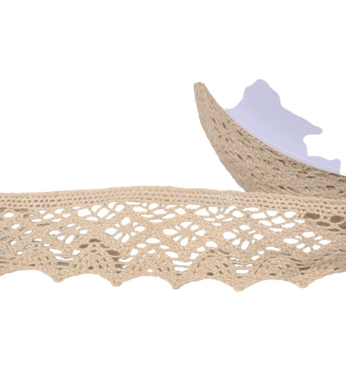 20m spool of diamond cotton lace 42mm ecru