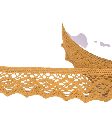 Spool of 20m cotton lace diamonds 42mm mustard