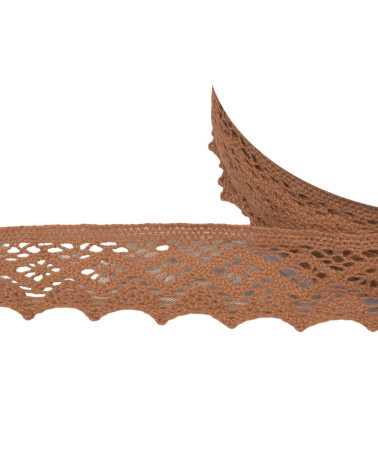 Bobine 20m dentelle coton losanges 42mm beige foncé