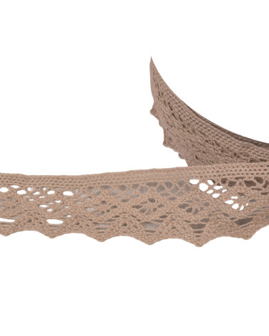 Bobine 20m dentelle coton losanges 42mm taupe